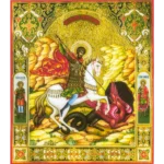 Рукописная икона Георгия Победоносца
