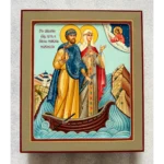 Готовая рукописная икона святых Петра и Февронии